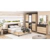 Set dormitor Veronika, sonoma/wenge, dulap 150 cm, pat 160×200 cm, 2 noptiere, comoda
