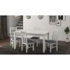 Set masa extensibila 120x150cm cu 4 scaune tapitate, mb-13 max5 si s-38 boss10 b11, alb, lemn masiv de fag, stofa