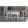 Set masa extensibila 120x150cm cu 4 scaune tapitate, mb-13 max5 si s-38 boss14 b24b, alb, lemn masiv de fag, stofa