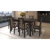 Set masa extensibila 140-180x80 cm cu 6 scaune tapitate, mb-21 si s-37, wenge, lemn masiv de fag, stofa