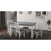Set masa extensibila 140-180x80 cm cu 4 scaune tapitate, mb-21 modena1 si s-38 boss10 b11, alb/grafit, lemn masiv de fag, stofa