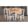 Set masa living poli2 bialy/grandson cu 4 scaune boss14 bialy 25b, lemn masiv/stofa/pal
