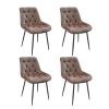 Set 4 Scaune Bucatarie Tapitat S-212, Stofa, Maro