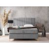 Pat Melia cu saltea 160 x 200 , tapitat, culoare gri deschis