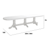 Set masa extensibila jork 250-300x100 cm, lemn masiv alb, cu 12 scaune tapitate stofa gri, s-38 B24B