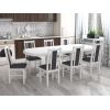 Set masa extensibila jork 160-200 cm, lemn masiv alb, cu 8 scaune tapitate stofa gri, s-38 24b