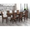 Set masa extensibila jork 160-200 cm, lemn masiv nuc, cu 8 scaune tapitate stofa maro, s-37 O15