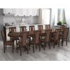 Set masa extensibila jork 250-300x100 cm, lemn masiv nuc, cu 12 scaune tapitate stofa maro, s-37 O15