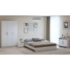 Dormitor Eco alb, dulap 3 usi, pat 160x200 cm, 2 noptiere, comoda