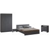 Dormitor Eco antracit, dulap 3 usi, pat 160x200 cm, 2 noptiere, comoda