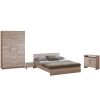 Dormitor Eco sonoma, dulap 3 usi, pat 160x200 cm, 2 noptiere, comoda