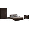 Dormitor Eco wenge, dulap 3 usi, pat 160x200 cm, 2 noptiere, comoda