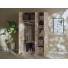 Dormitor Eco sonoma, dulap 3 usi, pat 160x200 cm, 2 noptiere, comoda