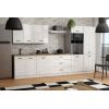Bucatarie Montis 350 cm, corp cuptor inalt, culoare alb lucios, blat sonoma