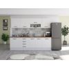 Bucatarie Alfa 260, Cu vitrina, Alb, Blat termic nuc
