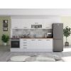 Bucatarie Alfa 260, Cu vitrina, Alb, Blat termic nuc