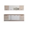 Bucatarie Alfa 260, Cu vitrina, Sonoma/Alb, Blat termic nuc