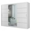Dressing Ory, alb, 3 usi, cu oglinda, 250 cm