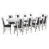 Set masa extensibila jork 200x250 cm, lemn masiv alb, cu 10 scaune tapitate stofa gri, s-38 B24B