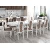 Set masa extensibila jork 200x250 cm, lemn masiv alb, cu 10 scaune tapitate stofa maro, s-37 B25B
