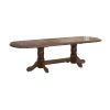 Set masa extensibila jork 200x250 cm, lemn masiv nuc, cu 10 scaune tapitate stofa maro, s-37 O15