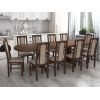 Set masa extensibila jork 200x250 cm, lemn masiv nuc, cu 10 scaune tapitate stofa maro, s-37 O2