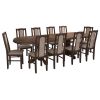 Set masa extensibila jork 200x250 cm, lemn masiv nuc, cu 10 scaune tapitate stofa maro, s-37 O2