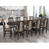 Set masa extensibila jork 200x250 cm, lemn masiv wenge, cu 10 scaune tapitate stofa gri, s-37 W2
