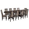 Set masa extensibila jork 200x250 cm, lemn masiv wenge, cu 10 scaune tapitate stofa gri, s-37 W2