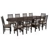 Set masa extensibila jork 200x250 cm, lemn masiv wenge, cu 10 scaune tapitate stofa maro, s-38 W2