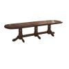 Set masa extensibila jork 250-300x100 cm, lemn masiv nuc, cu 12 scaune tapitate stofa maro, s-37 O2