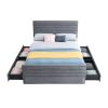 Set Pat 237 tapitat, cu 4 sertare, 2 noptiere, culoare gri