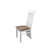 Scaun living S-104, tapitat, alb, tapiterie maro