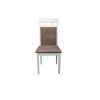Scaun living S-224, tapitat, alb, tapiterie maro