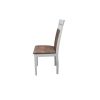 Scaun living S-224, tapitat, alb, tapiterie maro