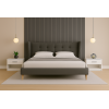 Pat 2227, 160x200, tapitat, Gri, cu 2 noptiere Beta alb
