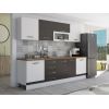 Bucatarie Alfa 260, Cu vitrina, Wenge/Alb, Blat termic nuc