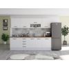 Bucatarie Alfa 260, Cu vitrina, Alb, Blat termic nuc