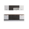 Bucatarie Alfa 260, Cu vitrina, Wenge/Alb, Blat termic nuc