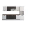 Bucatarie Alfa 320, wenge/alb, blat termic nuc, corp pentru cuptor incorporabil