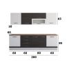 Bucatarie Alfa 260, Cu vitrina, Wenge/Alb, Blat termic nuc