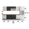 Bucatarie Alfa 320, wenge/alb, blat termic nuc, corp pentru cuptor incorporabil