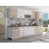 Bucatarie Alfa 320, alb/sonoma, blat termic nuc, corp pentru cuptor incorporabil