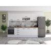 Bucatarie Alfa 260, Cu vitrina, Alb, Blat termic nuc