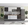 Bucatarie Alfa 260, Cu vitrina, Alb/Wenge, Blat termic nuc