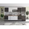 Bucatarie Alfa 320, alb/wenge, blat termic nuc, corp pentru cuptor incorporabil