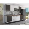 Bucatarie Alfa 260, Cu vitrina, Alb/Wenge, Blat termic nuc