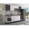 Bucatarie Alfa 260, Cu vitrina, Alb/Wenge, Blat termic nuc