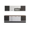 Bucatarie Alfa 260, Cu vitrina, Alb/Wenge, Blat termic nuc