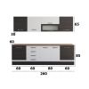 Bucatarie Alfa 260, Cu vitrina, Alb/Wenge, Blat termic nuc